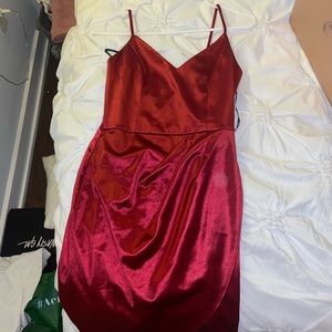Red satin cocktail dress